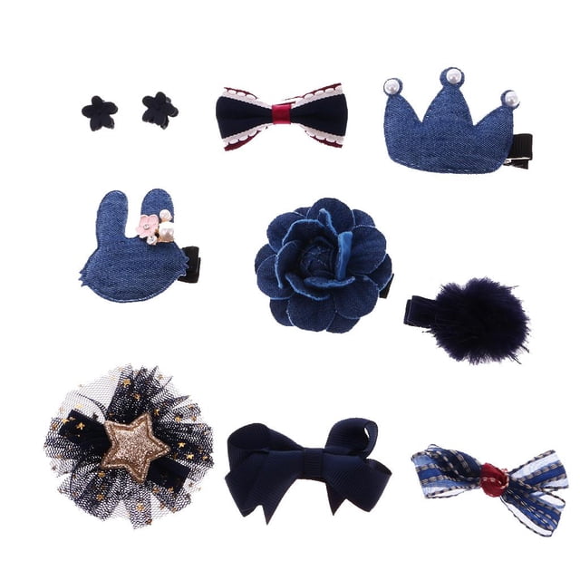 10pcs / Set Pequeña Decoración de La Horquilla de La Horquilla Del cabellero Del Paño para Azul oscuro