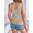 thumbnail image 4 of Womens Summer Crochet Tank Tops Knit Sleeveless Scoop Neck Sweater Vest Boho Hollow Out Cover Ups Khaki M, 4 of 10