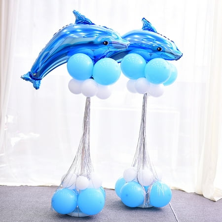 2 Sets Balloon Column Stand Base And Pole Kit Blue Ocean
