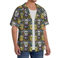 thumbnail image 2 of Fuzoiu Sugar Skulls Print Men's Casual Short,Men's Short Sleeve Shirt,Mens Casual Button Down Shirts,Cuban Collar Summer Shirt for Beach, Vacation, and Outdoor Activities-X-Large, 2 of 5