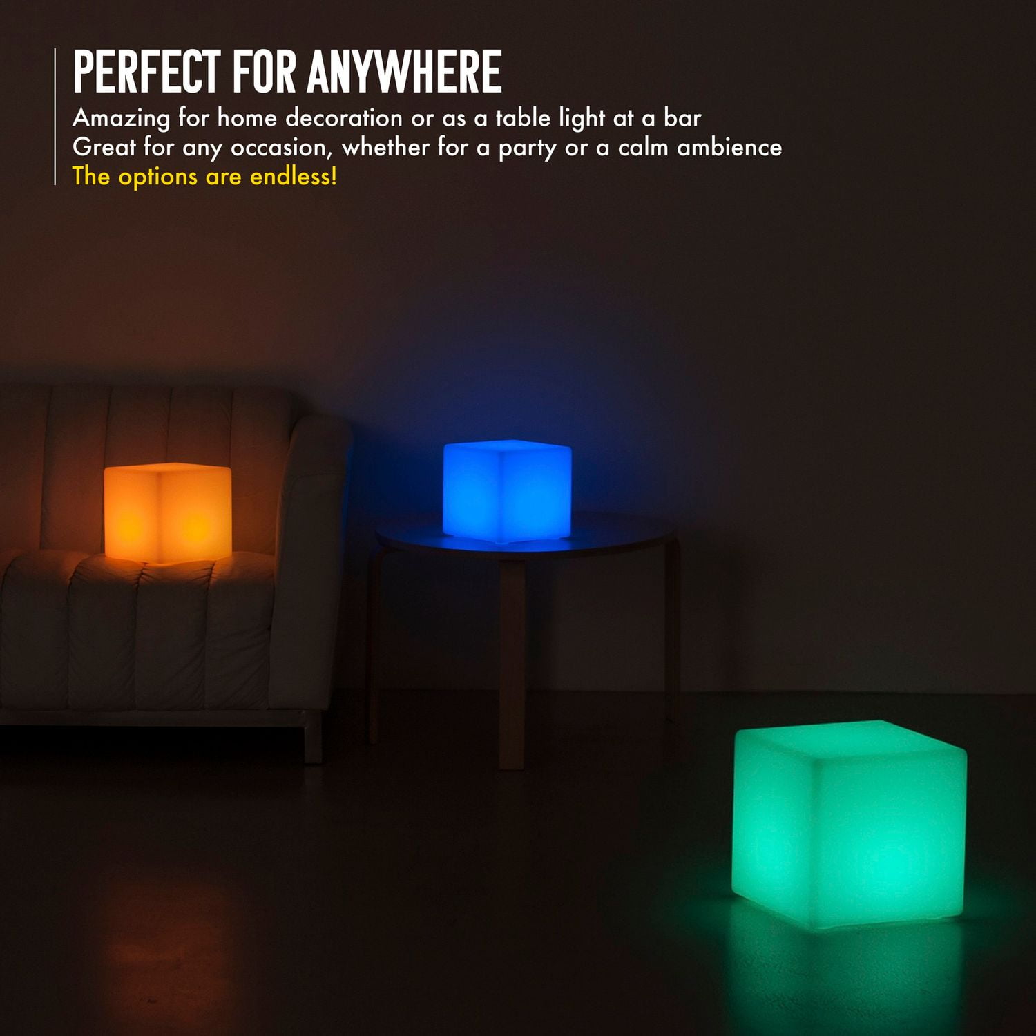 Innoka 12 Led Cube Light Waterproof Cordless Large Glow Innoka 16 Led Cube Light Waterproof Cordless Extra Large Glow Rechargeable Rgb Multi Color Changing Garden Pool Outdoor Home Patio Party Wedding