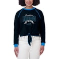 thumbnail image 4 of Women's WEAR by Erin Andrews Black/Blue Carolina Panthers Tie-Front Long Sleeve Top, 4 of 4