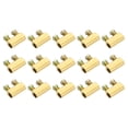 thumbnail image 1 of Abrazadera de cable de acero Uxcell M3 con doble orificio, clips de cable de 3.0 mm con tornillo tono dorado, paquete de 15, 1 of 5