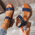 thumbnail image 5 of HWRETIE Women's Belt Buckle High Heel Sandals - Fish Mouth Open Toe Party Shoes With Thick Chunky Heel,Summer Evening Dress Sandals Navy/43, 5 of 9