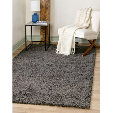 Rugs.com Solid Shag Collection Rug – 4' x 6' Graphite Gray Shag Rug Perfect For Entryways, Kitchens, Breakfast Nooks, Accent Pieces