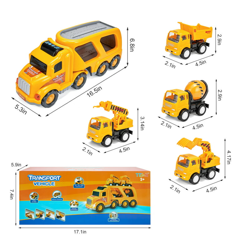 QAPIZM Small Construction Toys, 6Pcs Construction Vehicles Trucks Kids  Birthday Gifts Vehicle Toy Toddlers Boys Mini Car Set Die Cast Engineering