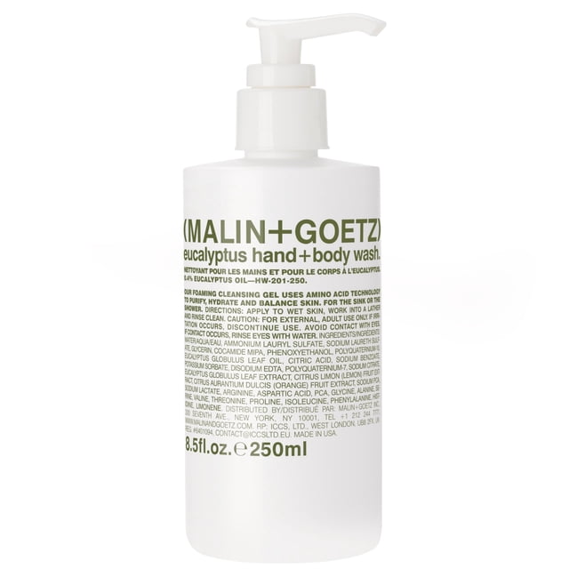 Malin + Goetz Jabón de Mano y Cuerpo de Eucalipto - Gel de ducha hidratante y purificante - Gel de ducha para mujeres y hombres - 251 ml