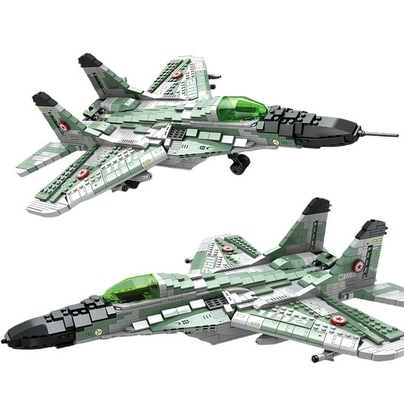 HI-REEKE Military Aircraft Building Block Set MIG-29 Fighter Jet Kit Plastic Toy for Adult Green