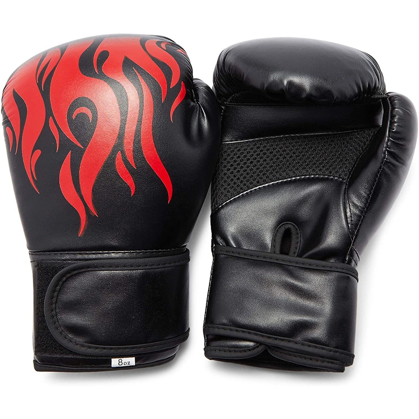 Leather Boxing Glove Kickboxing Sparring MMA Muay Thai Punch Mitten Red Black 
