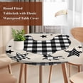 thumbnail image 4 of Chicken Hen Round Tablecloth, Fitted Table Cover with Elastic for 36"-44" Round Tables, Rooster Animals Farmhouse White Black Plaid Vintage Table Cloth Outdoor Dinning Party Waterproof Tablecloths, 4 of 7