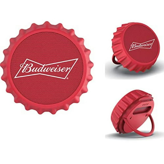 Budweiser Bluetooth Bottle Cap Speaker with Color Changing Lights - Wall Mounting Speaker - Kick Stand Speaker - FM Radio -