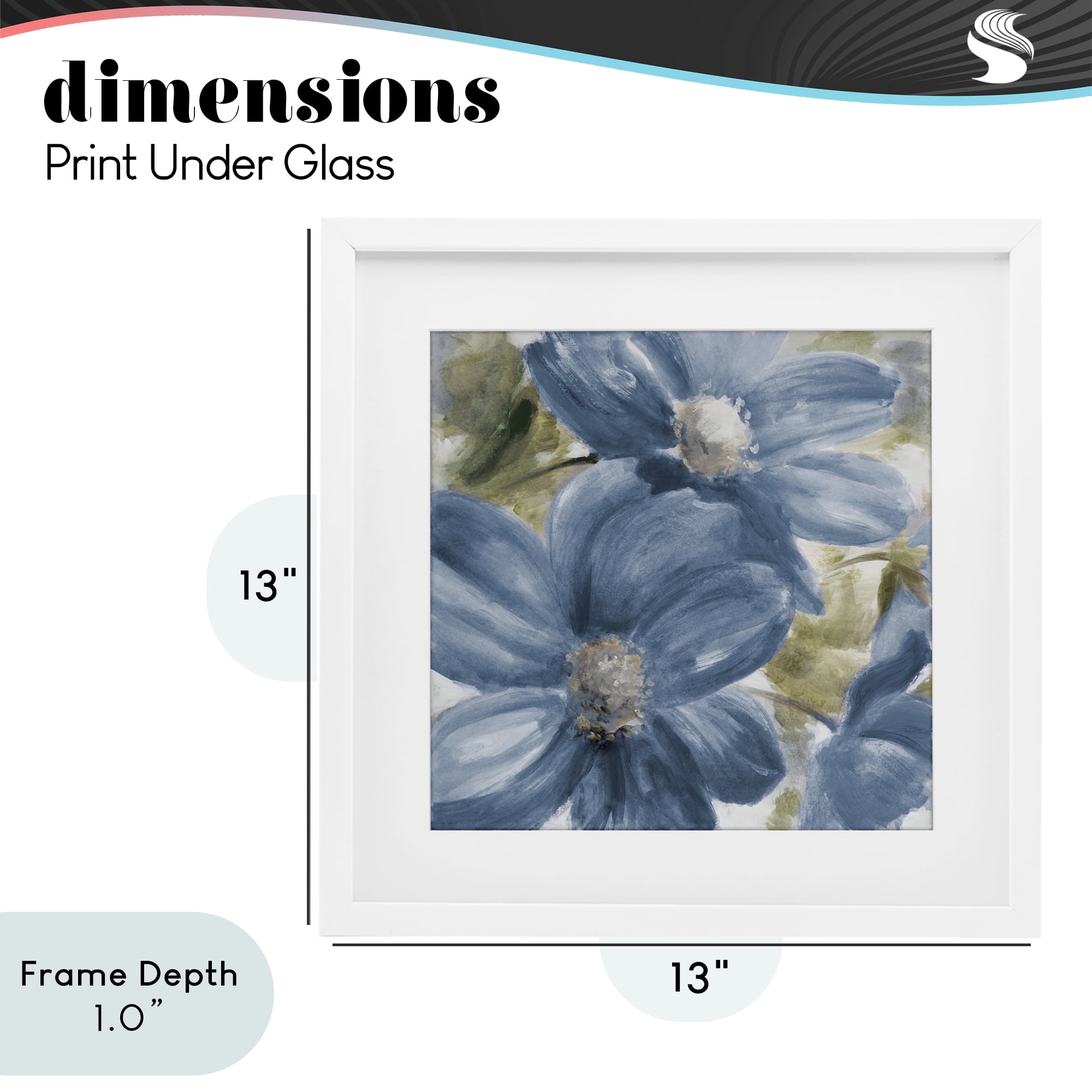 Stupell Industries Walk In Beauty Blue Flowers White Framed Print Under Glass, design by Lanie Loreth