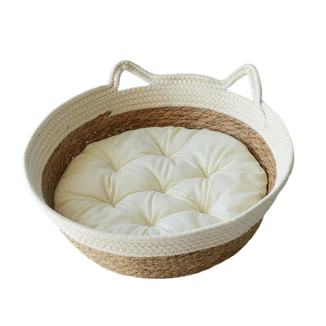 Cesta tejida para Cama de gato Yuyangstore paja hecha a mano