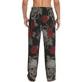 thumbnail image 3 of Balery Men'S Skull And Red Roses Pants,Sleepwear Pants,Pajama Pants,Pj Bottoms Drawstring And Pockets-Large, 3 of 9