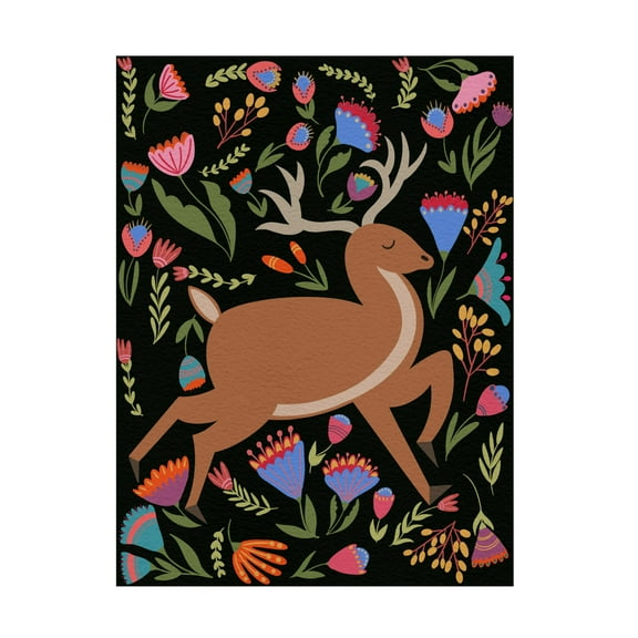 Trademark Fine Art Regina Moore Folk Prancing Dark I Canvas Wall Art