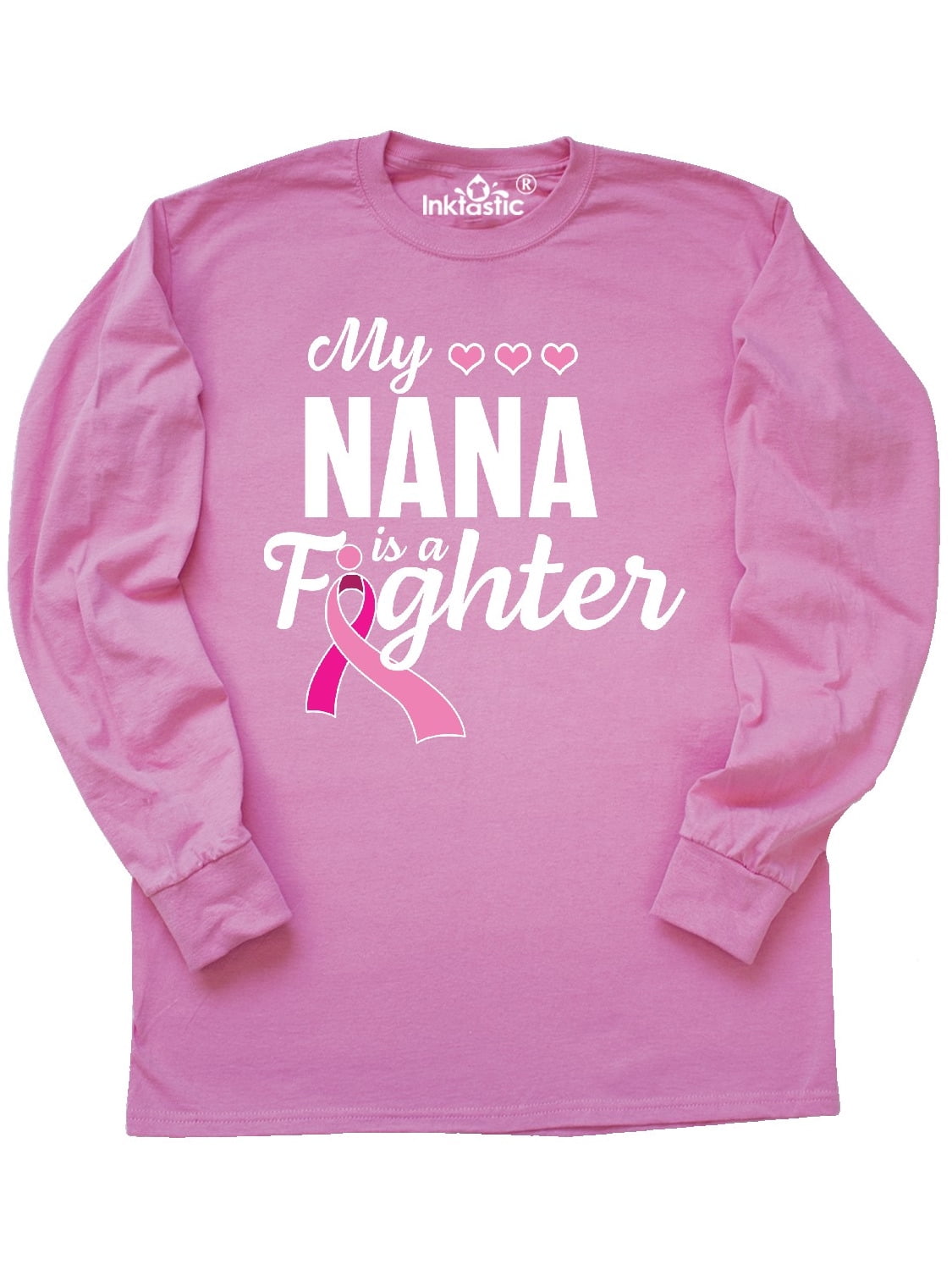 INKtastic - Breast Cancer Awareness My Nana is a Fighter Long Sleeve T ...