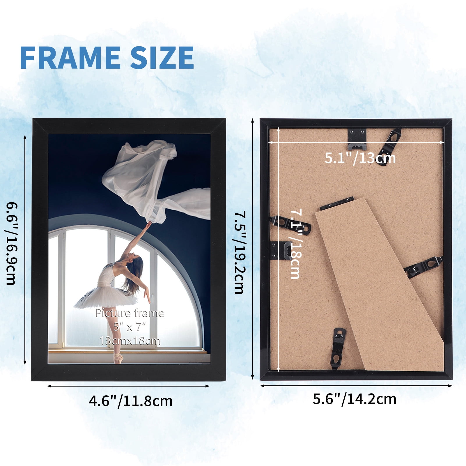 18 Pack 5x7 Picture Frames, Black 5 by 7 Photo Frame for Wall Mount or Tabletop Display