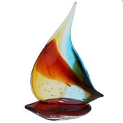GlassOfVenice Murano Glass Large Sailboat - Rainbow