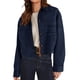 thumbnail image 2 of Chaqueta Corta de Ante Sintético para Mujer, Informal, Ligera, para Otoño e Invierno. Azul Marino L, 2 of 8