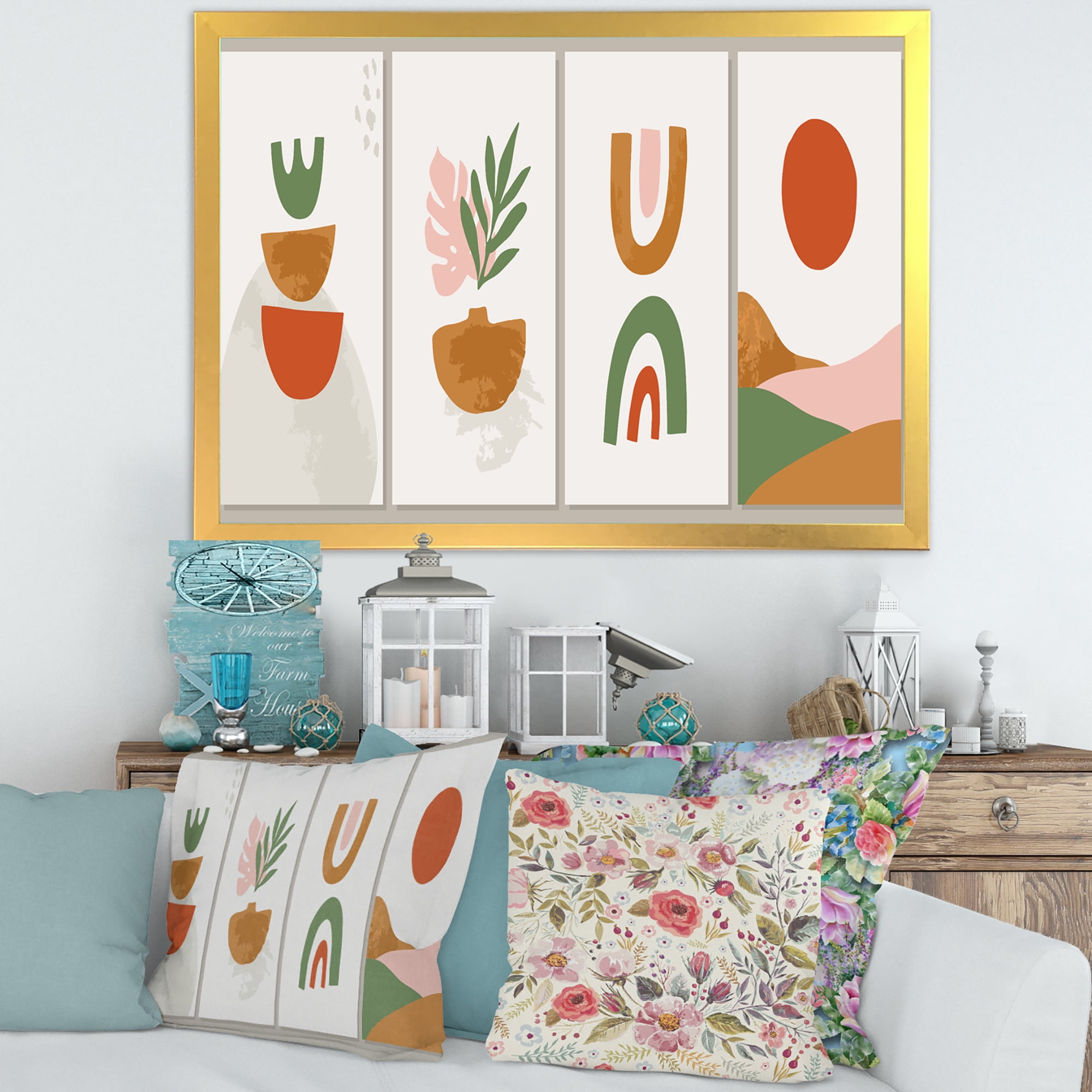 Designart 'Compostion Minimalistic of Organic Shapes VI' Modern Framed Art Print