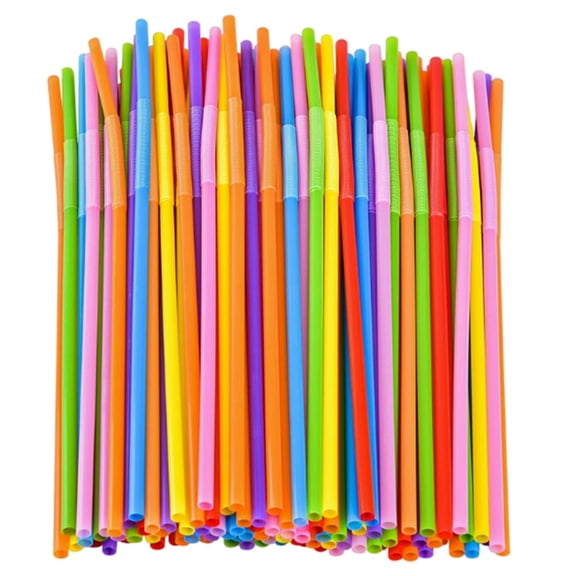 100PCS Straws Disposable,Colorful Flexible Bendy Plastic Straws, Extra Long Disposable Drinking Straws for Smoothies, Bubble Tea, Milkshakes, Juice and Party Beverages, 12.8in Stretchable Straws