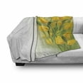 thumbnail image 3 of Yellow Flower Soft Flannel Fleece Throw Blanket, Romantic Tulip Bouquet Famous Plant of Netherlands Botanical Theme, Cozy Plush for Indoor and Outdoor Use, 50" x 70", Mustard Fern Green, by Ambesonne, 3 of 6
