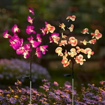 QiShi Solar Garden Lights - Waterproof Solar Orchid Lights with Larger Solar Capacity, Solar Decorative Lights Outdoor for Pathway, Patio, Front Yard Decoration(Purple & Pink)2-pack
