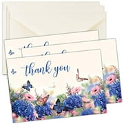 25 Floral Funeral Sympathy Bereavement Thank You Cards With Envelopes - Message Inside (Floral Butterfly)