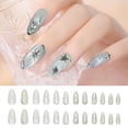 thumbnail image 2 of Yihuala 24 Pieces Glowing False Nails Set Crystal Starry Manicure Set With Cats Eye Effect Professional Salon, 2 of 8