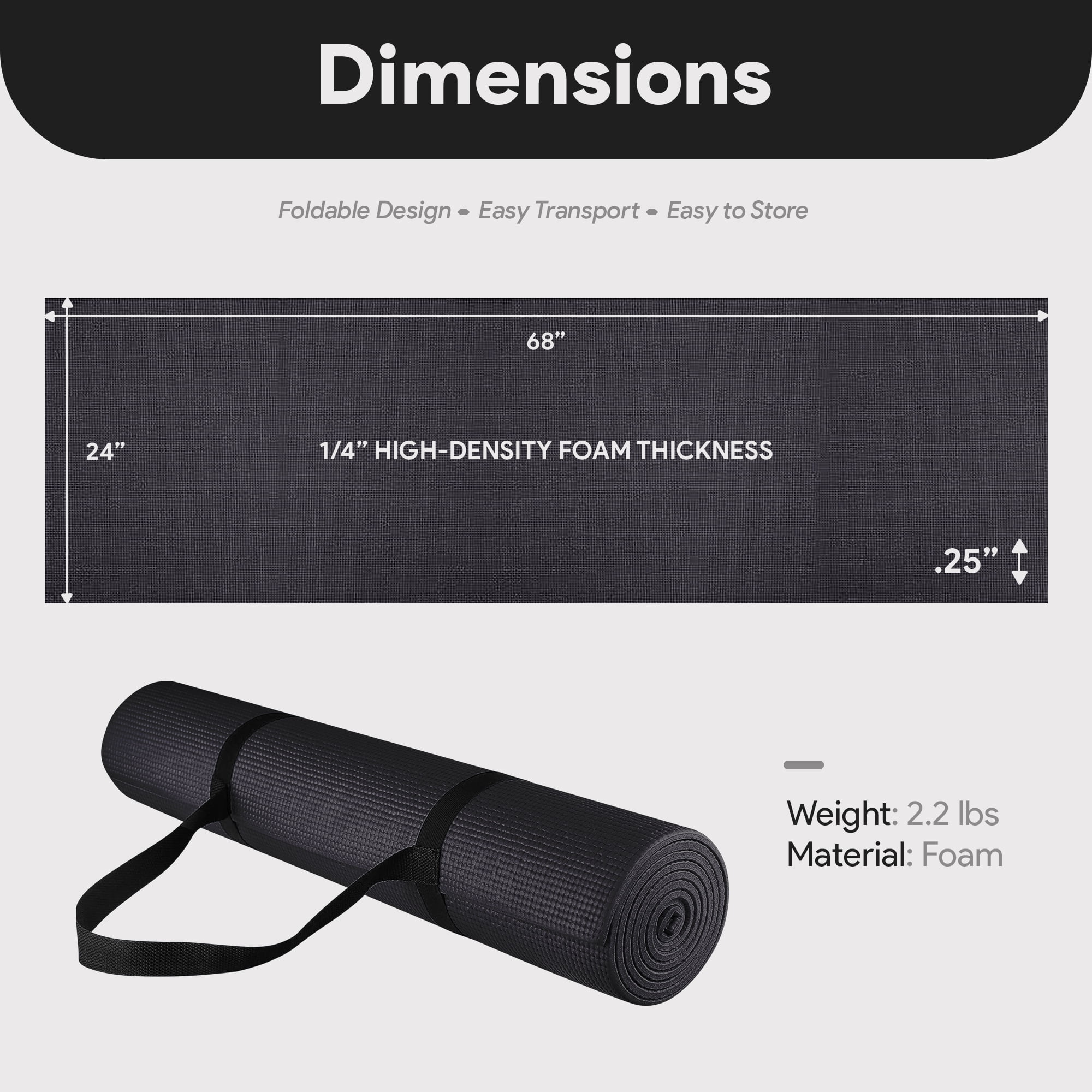 BalanceFrom Balance from 1/4 In. All Purpose High Density Non-Slip Yoga Mat with Carrying Strap
