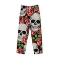 thumbnail image 4 of Balery Men'S Skull And Roses Pants,Sleepwear Pants,Pajama Pants,Pj Bottoms Drawstring And Pockets-X-Large, 4 of 9