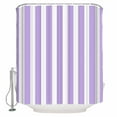 thumbnail image 2 of Purple Striped Bathroom Curtain 72 Inch Shower Curtain with Hooks, Modern Farmhouse Purple White Stripes Waterproof Polyester Bath Curtain Washable Bathtub Curtain 72''x 72'', 2 of 6