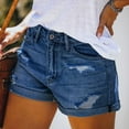 thumbnail image 6 of IROINNID Women's Jeans Hole Frayed Hem Casual Denim Shorts With Pocket, 6 of 9