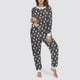 thumbnail image 5 of Conjunto de top y pantalones de poliéster con bolsillos largos y estampado de cuello redondo informal para mujer, 5 of 6