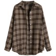 thumbnail image 1 of Women's Plaid Long Sleeve Button Down Wool Blend Shirt Jacket Blouse, 1 of 4