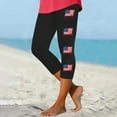 thumbnail image 2 of Patriotic Yoga Leggings - Stars Print High Rise Workout Capris, 2 of 4