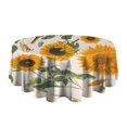 thumbnail image 5 of White Sunflower Seed Leaf Pattern Round Tablecloth 60"x60",Wrinkle Wipeable Table Cloth for Kitchen Dining Room Picnic Patio Party, 5 of 6