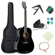 Acoustic Guitar SKONYON 41-inch all-wood Acoustic Guitar Starter kit Bag, E-Tuner, Pick, Strap, Rag