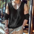 thumbnail image 4 of INCERUN Tops 2024 estilo americano moda hombres hueco U-cuello camiseta sexy casual clubwear manga corta Camiseta S-5XL, 4 of 5