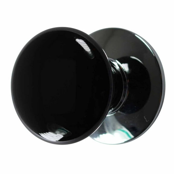 Kitchen Cabinet Knob Black Chrome 1 1/2" Dia W/ Backplate | Renovators Supply