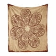 thumbnail image 1 of Brown Mandala Soft Flannel Fleece Throw Blanket, Psychedelic Zentangle Design with Doodle Circles and Waves, Cozy Plush for Indoor and Outdoor Use, 60" x 80", Chestnut Brown and Beige, by Ambesonne, 1 of 6