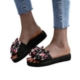 thumbnail image 4 of Women's New Summer One-line Floral Over Flat Sandals Sandals for Women Black 37, 4 of 8
