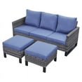 thumbnail image 4 of PARKWELL Outdoor Sectional Furniture Sets - 3 Pieces Patio Conversation Set with Cushioned Sofa and Ottomans - Blue, 4 of 8