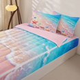 thumbnail image 3 of Castle Fairy Kawaii Pastel Beach Scene Zipper Twin Comforter Sets with Fitted Sheet and 2 Pillowcases,Crab Butterfly Seashell Sand Print Zipper Bedding Set,Pink Sky,Pink Reversible,4-Piece, 3 of 6