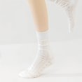thumbnail image 3 of Women's 3-Pair Ribbed Crew Socks with Embroidered Bow Knit Texture in Neutral Shades for Everyday Wear - Multicolored-C, 3 of 4
