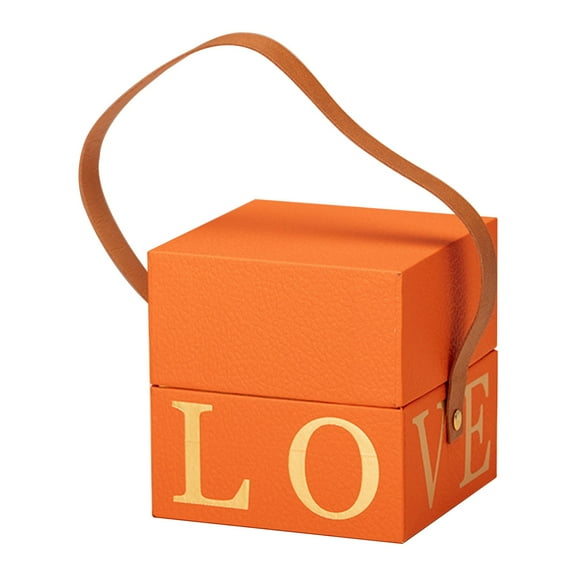 1 Pack Square Nesting Gift Boxes with Lids for Presents, Assorted Sizes, Stacking Decorative Goodie Box for Valentines Holiday, Wedding, Birthday, Party Favors Gifts Wrapping(Orange1,5.1x5.1x5.1")