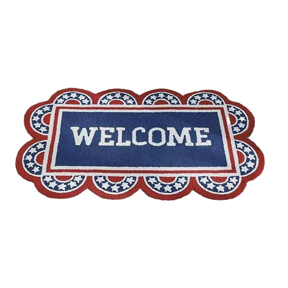NSESSHome 4th of July Irregular Door Mat Independence Day Doormat Indoor Outdoor Entrance Floor Mat Non Slip Patriotic Memorial Day Home Decor Welcome Mats