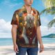 thumbnail image 3 of Balery Sunshine Flower Meditating Cat Camisas hawaianas de manga corta para hombre, camisas playeras de corte holgado, camisas de vacaciones con botones,X-Large, 3 of 7
