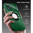 thumbnail image 5 of Magnetic for iPhone 13 Pro Max Case, Compatible with MagSafe, Built-in Camera Lens Protector, Logo View, Military Grade Drop Proof Phone Case Cover, Dark Green, 5 of 13