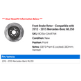 thumbnail image 2 of Front Brake Rotor - Compatible with 2012 - 2015 Mercedes-Benz ML350 2013 2014, 2 of 2
